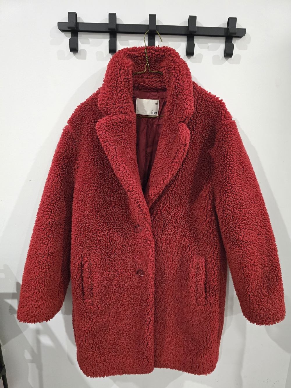 Wilfred Red Teddy Faux-Sherpa Coat